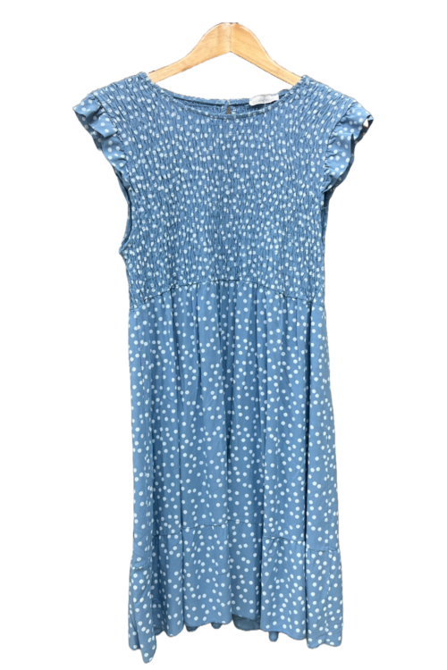 Spot Print Shirred Mini Dress