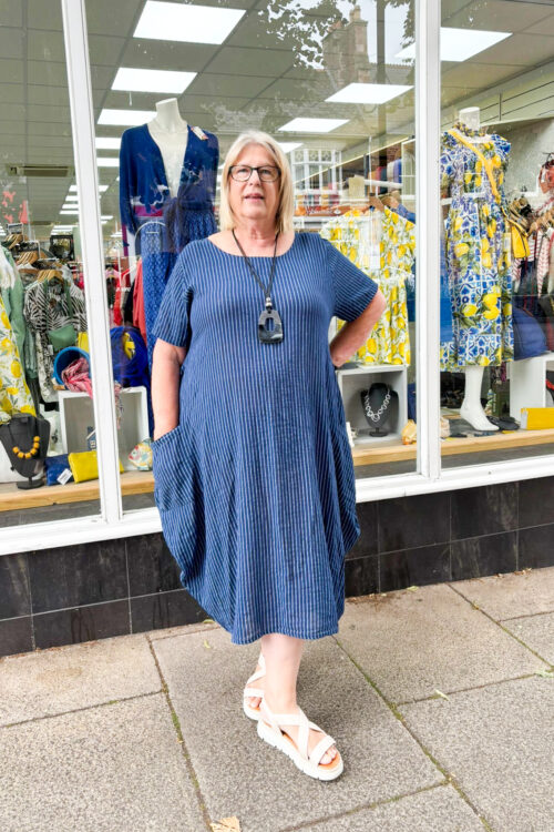 Oversized Striped Linen Dress