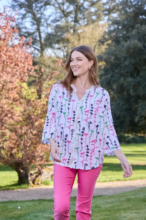 Floral Sequin Detail Cotton Shirt