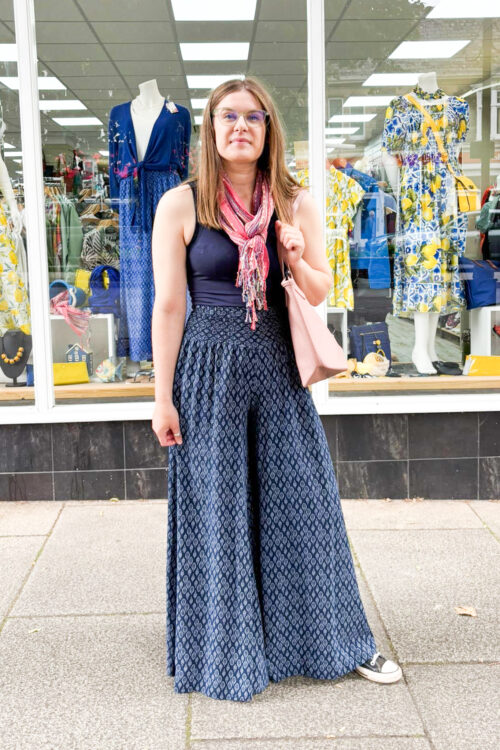 Palazzo Leaf Print Floaty Trousers