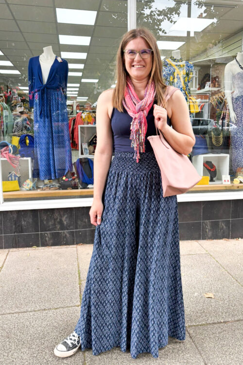 Palazzo Leaf Print Floaty Trousers