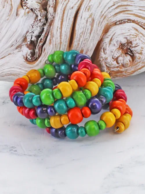 Mixed Glass Bead Spiral Bracelet