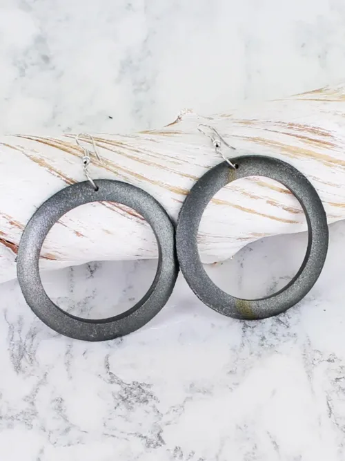 Large Wooden Circle Drop Earring