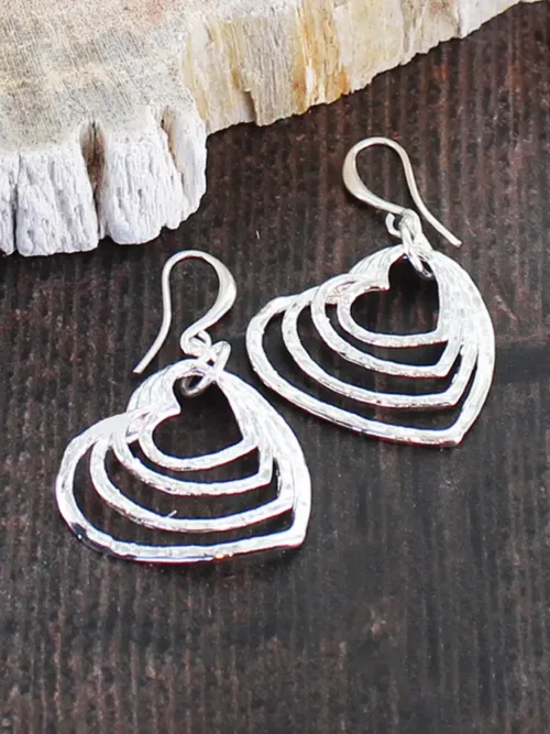 Multi Heart Stacked Drop Earring
