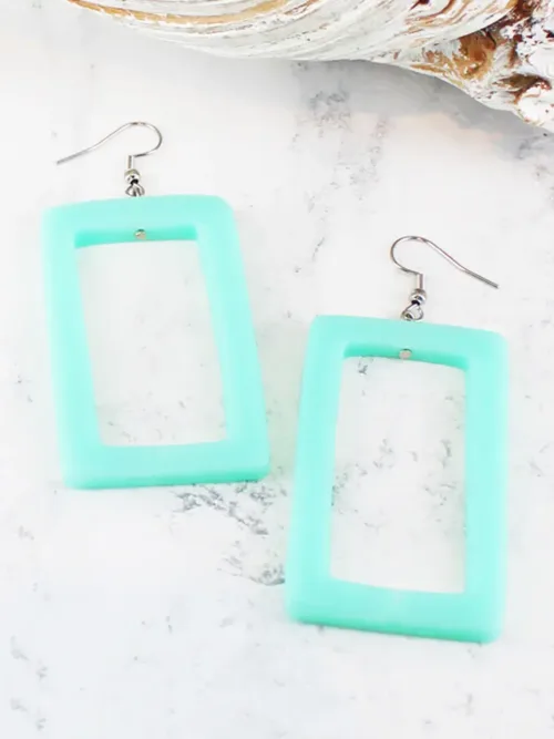 Resin Rectangular Drop Earrings
