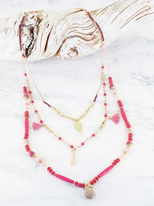 Triple Stacked Beaded Necklace