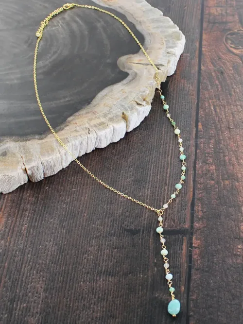 Amazonite Drop Chain Necklace