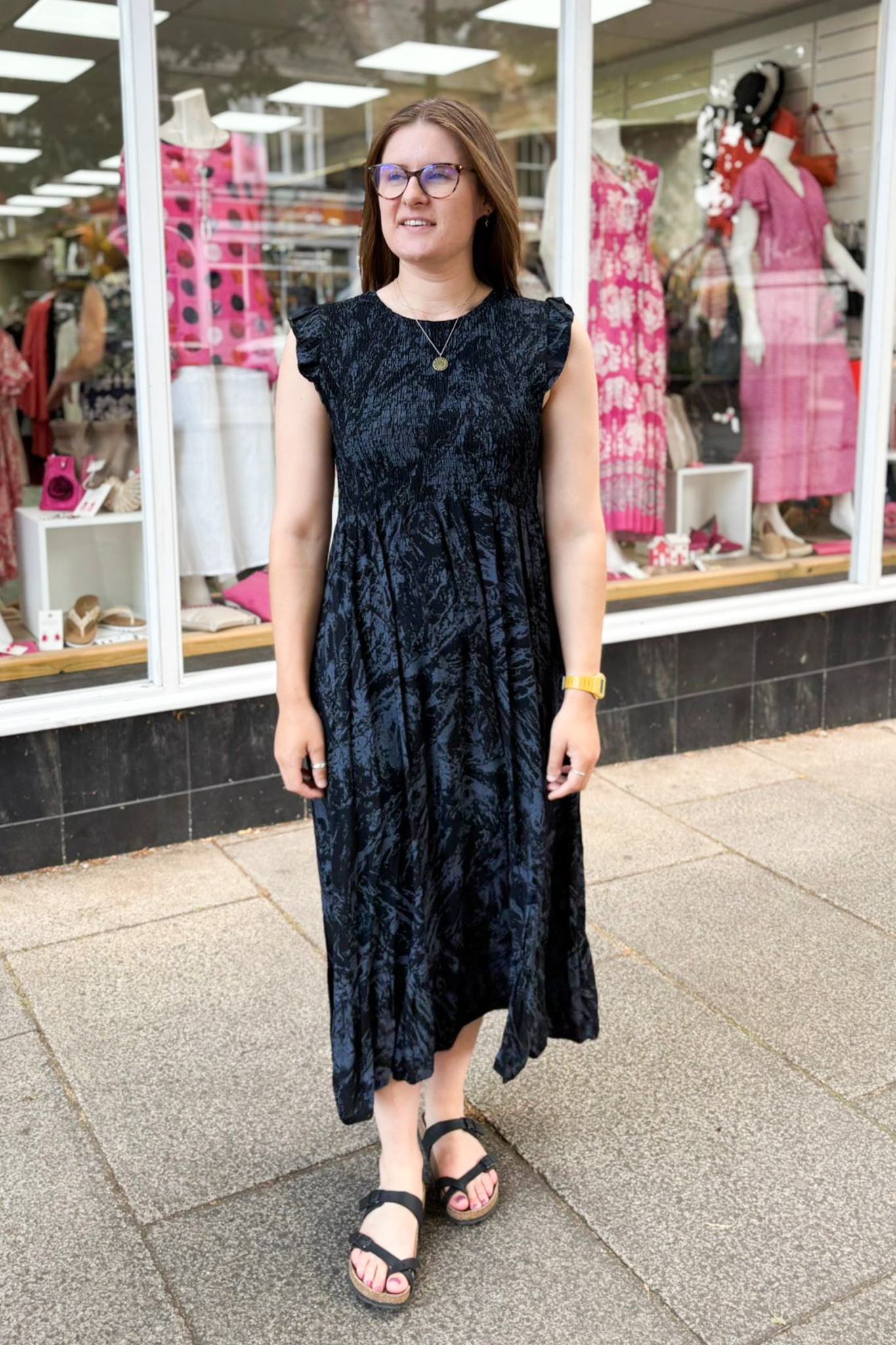 Sleeveless Abstract Print Maxi Dress