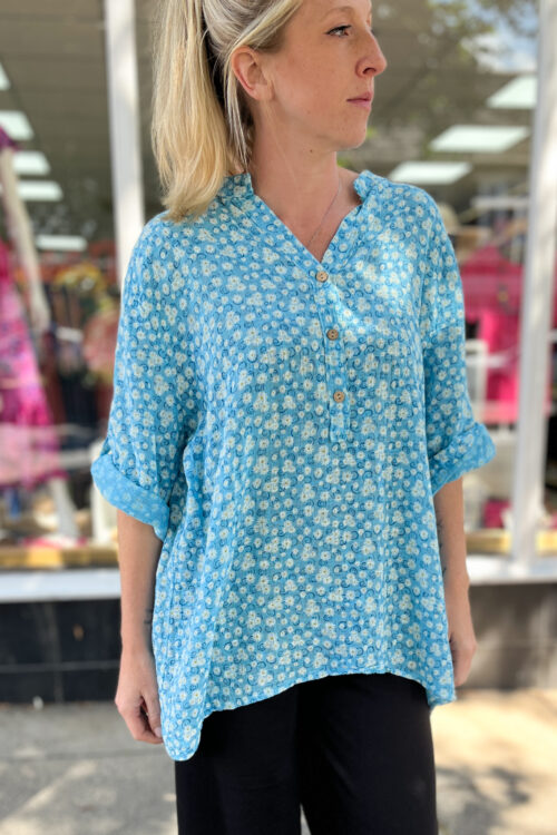 Small Daisy Print Button Blouse