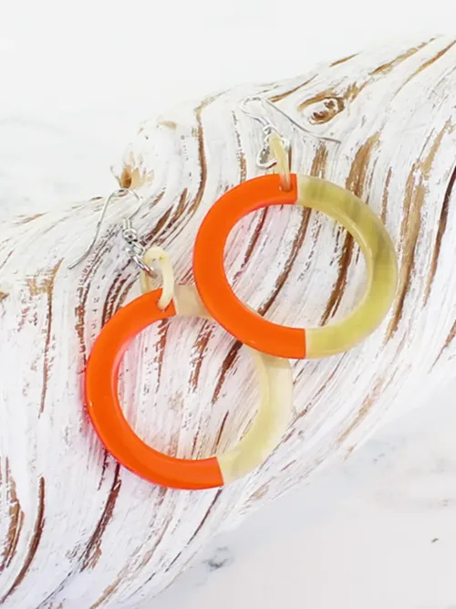 Resin Hoop Drop Earrings