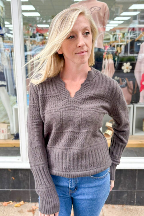 Alice Collins Soft Crinkle V-Neck Jumper