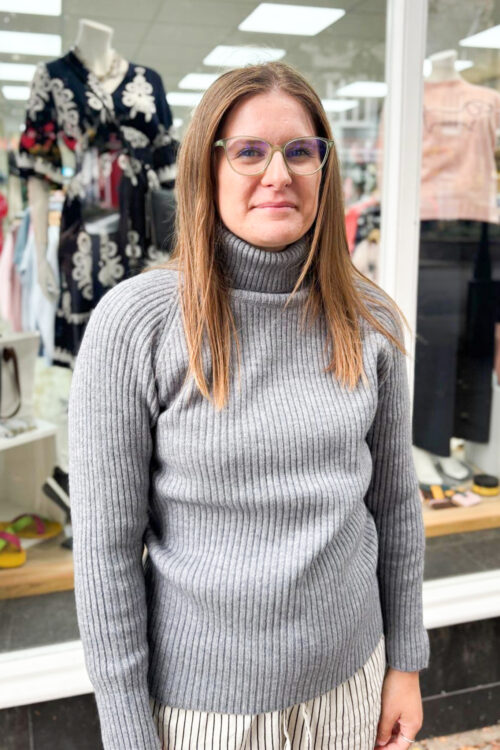 Ribbed Turtleneck Knitted Jumper