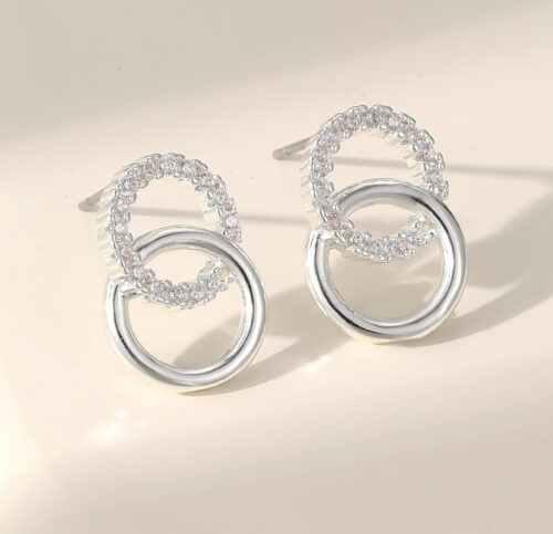 Small Diamante Ring Stud Earrings