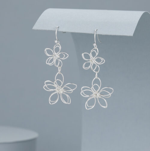 Wire Flower Drop Earrings