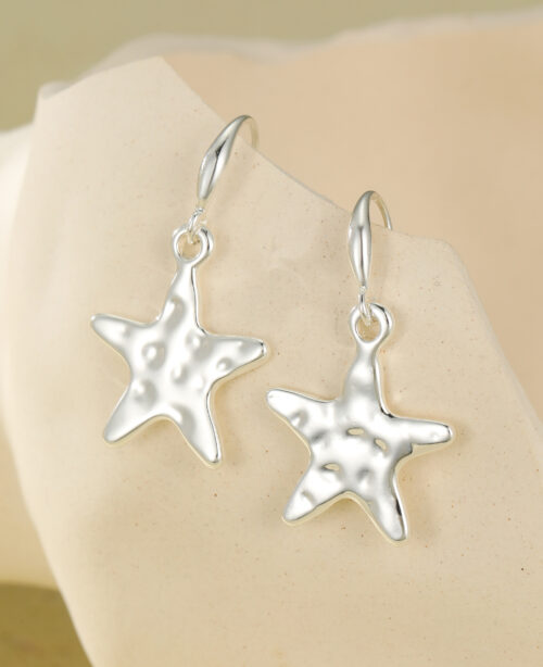 Silver Star Drop Earring
