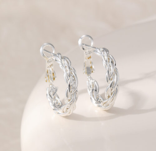 Silver Lattice Hoop Earrings