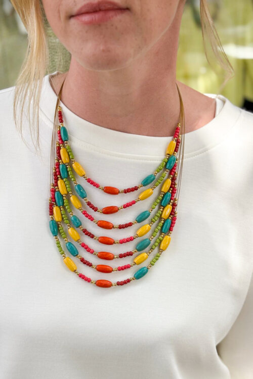 Layered Wooden Bead Necklace