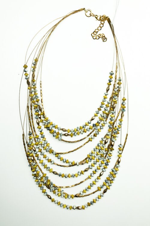 Wire Multi-Strand Small Bead Necklace