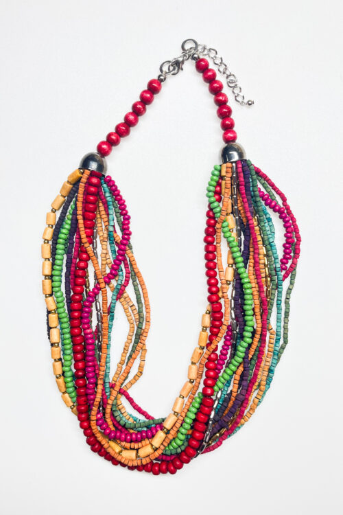 Multi-bead Wooden Chunky Necklace