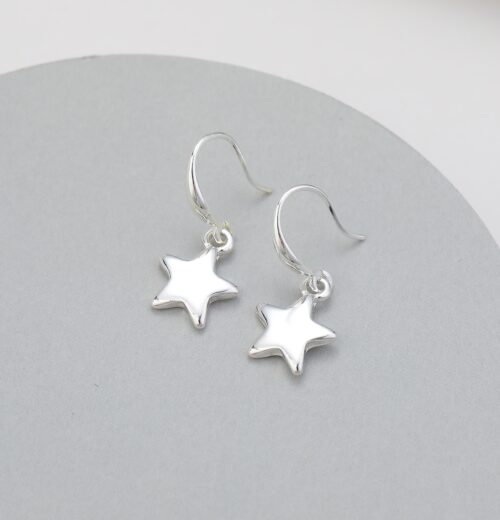 Silver Star Drop Earring