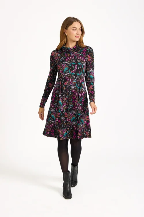 Floral Cowl Neck Dress