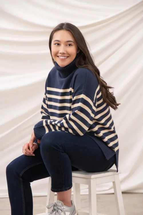 Lighthouse Striped Oversized Roll Neck Jumper