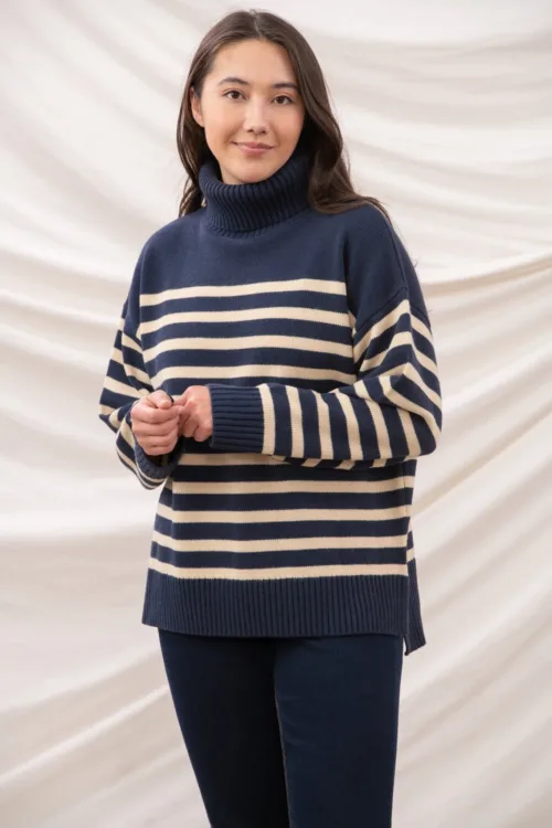 Lighthouse Striped Oversized Roll Neck Jumper