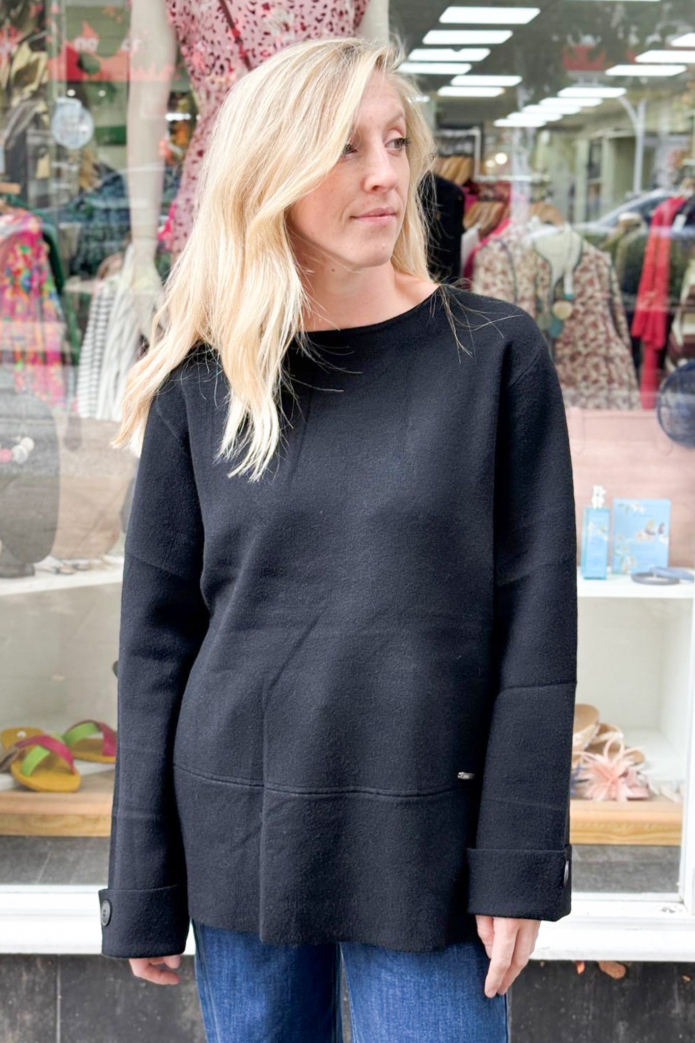 Button Cuff Boxy Jumper