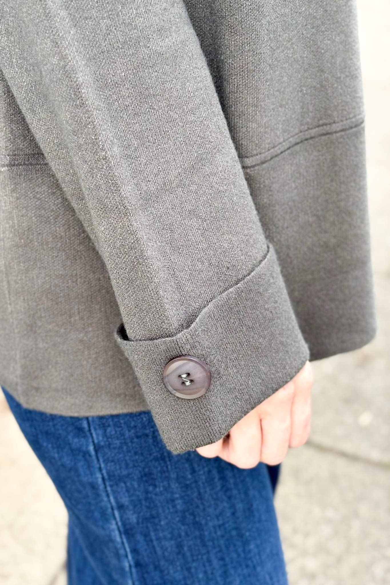 WOCLJU0052-3 Button Cuff Boxy Jumper