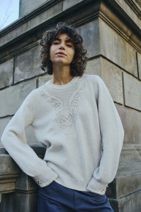 WOCLJU0071 _620 Lace Detail Knitted Pullover
