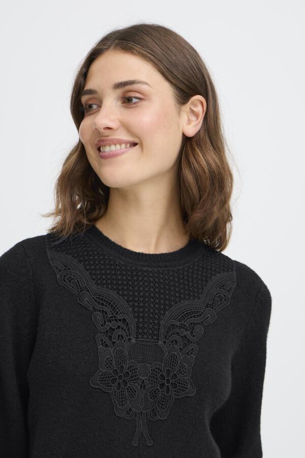 WOCLJU0071_350 Lace Detail Knitted Pullover