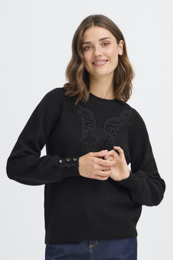 WOCLJU0071_500 Lace Detail Knitted Pullover