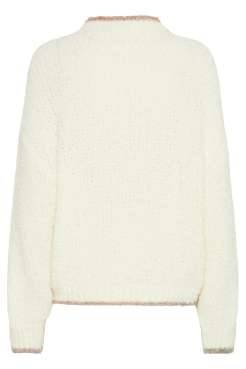 Cream and Pink Contrast Hem Knitted Jumper