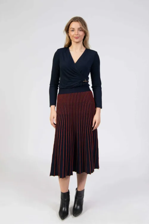 Knitted Pleated Contrast Skirt