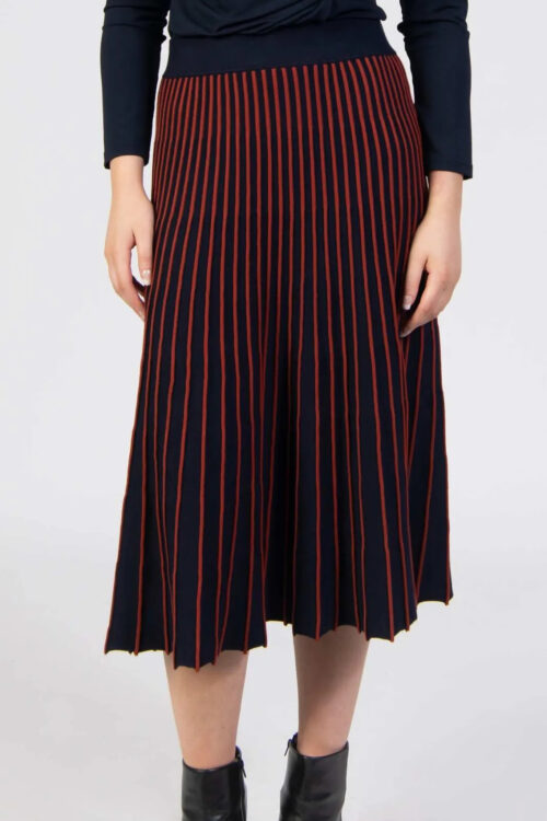 Knitted Pleated Contrast Skirt