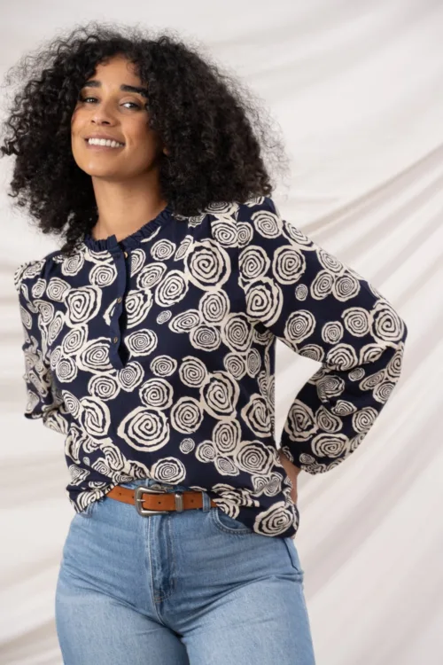 Lighthouse Collarless Blouse