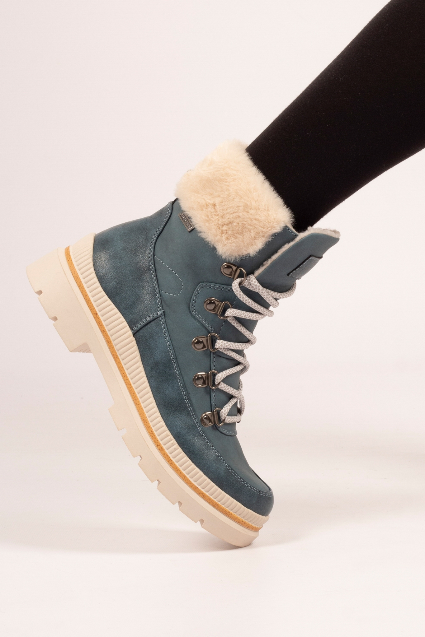 WOFTBO0028- Mid Blue Evelyn Laced Combat Boots