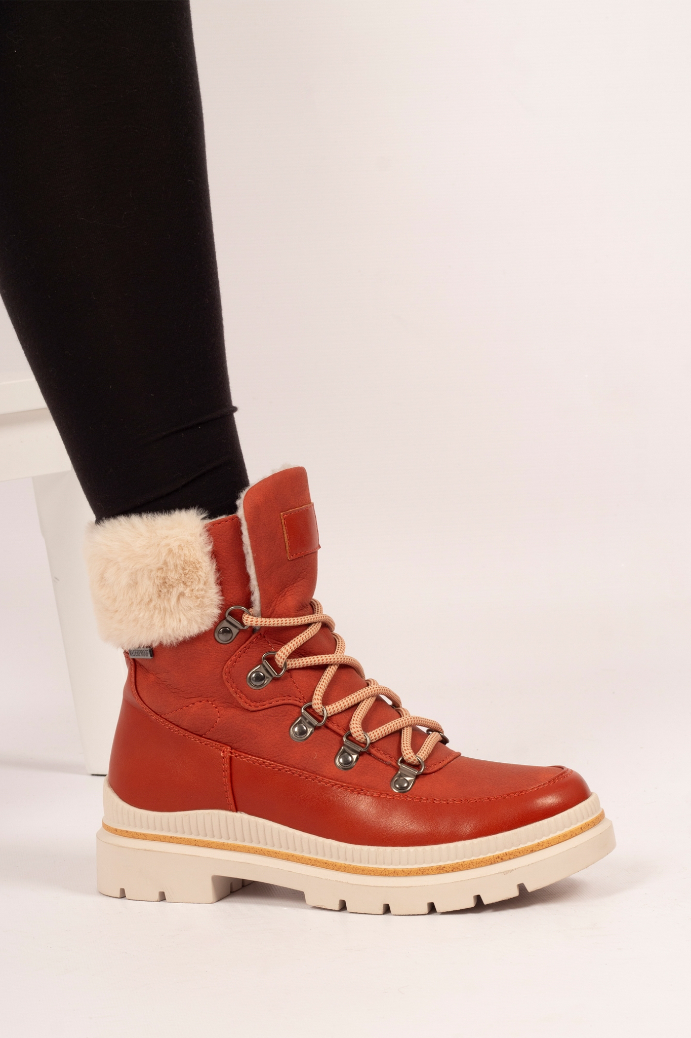 WOFTBO0028- Orange 2 Evelyn Laced Combat Boots