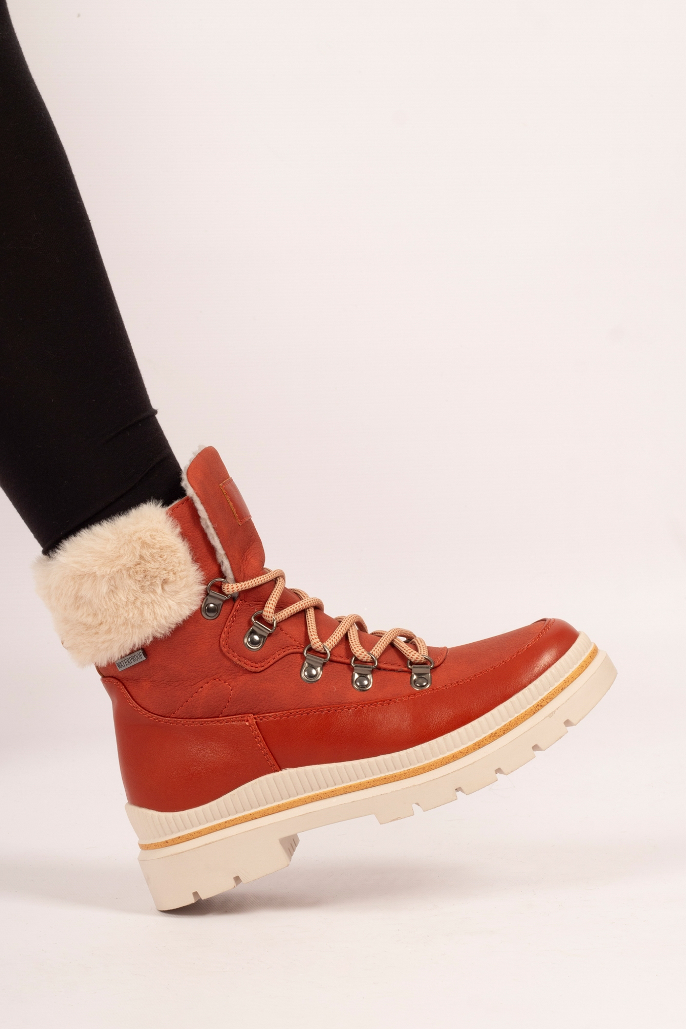 WOFTBO0028- Orange 3 Evelyn Laced Combat Boots