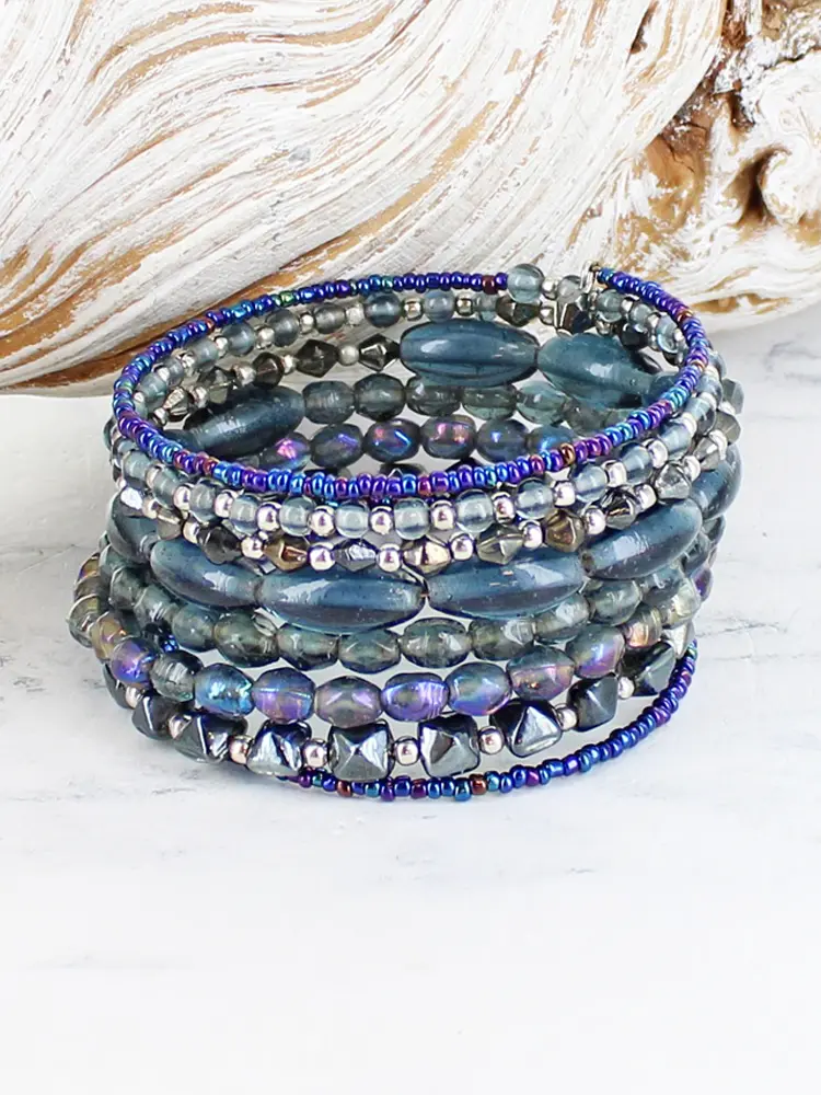 Metallic Bead Chunky Spiral Bracelet