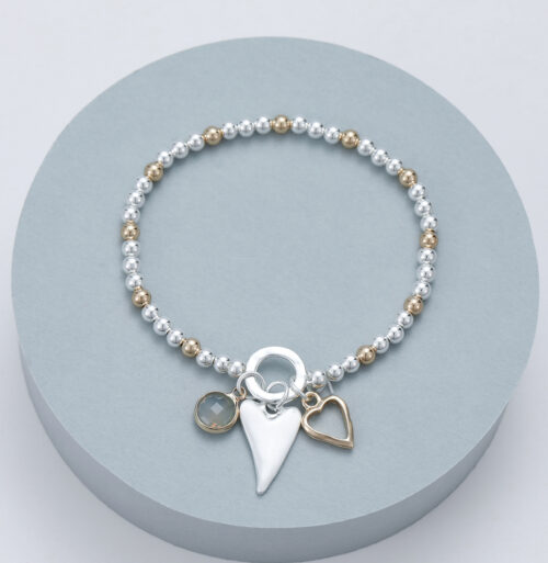 Beaded Heart Pendant Bracelet