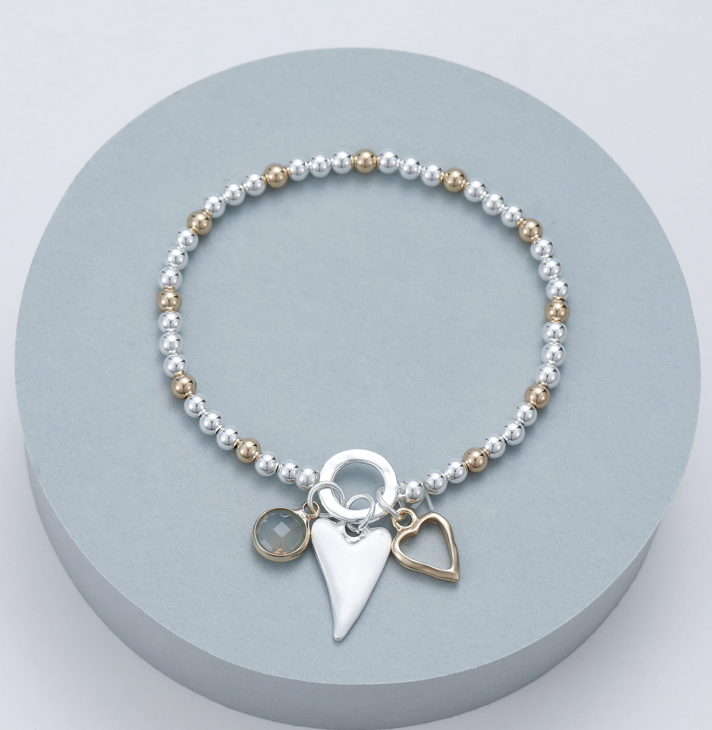 Beaded Heart Pendant Bracelet