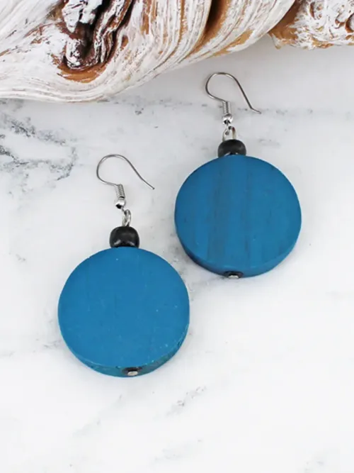 Wooden Disk Drop Earring