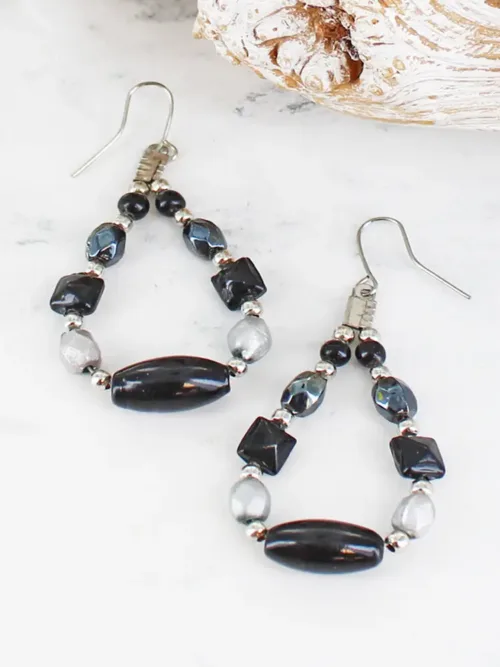 Beaded Teardrop Drop Earring