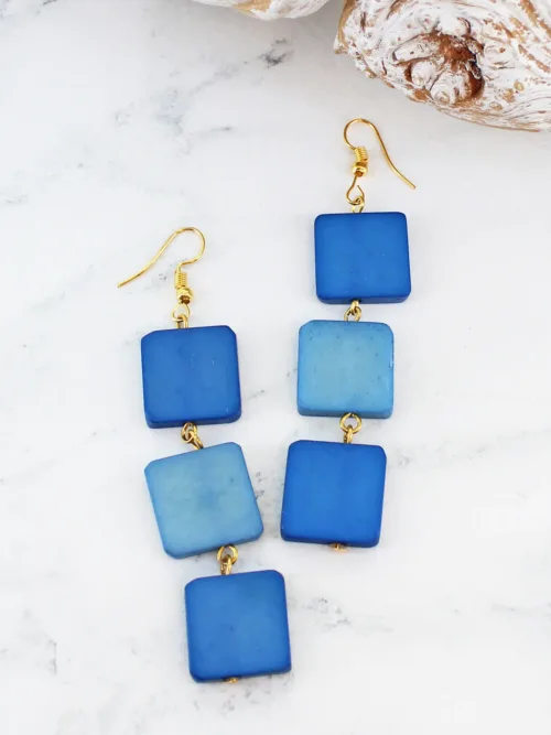 Three Square Colourful Drop Earrings