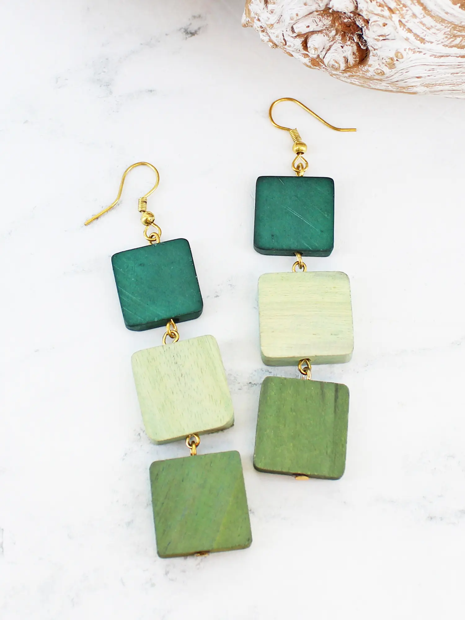 Three Square Colourful Drop Earrings