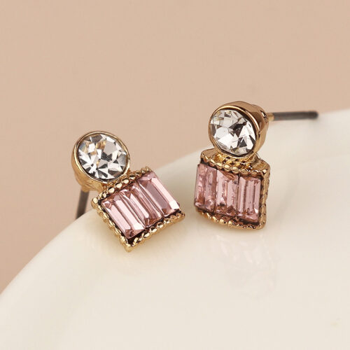Peace of Mind - Decorative Border Stud Earring - Pink