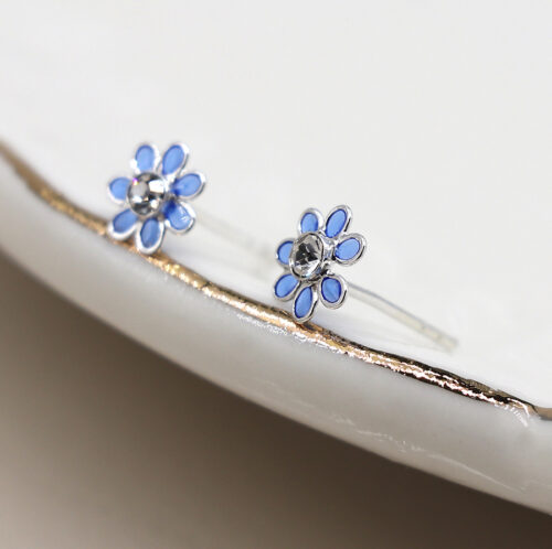Tiny Enamel Flower Stud Earring