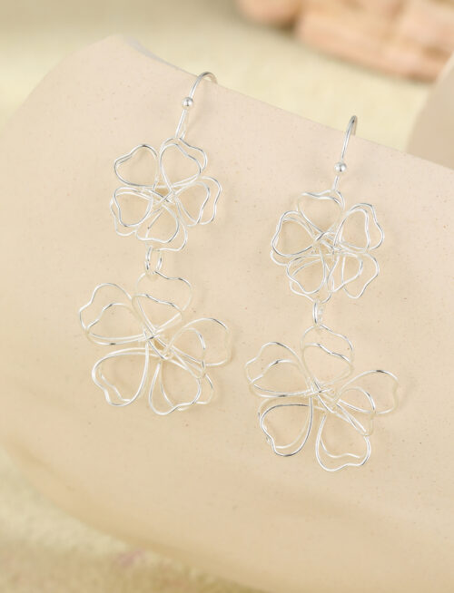 Wire Flower Drop Earrings