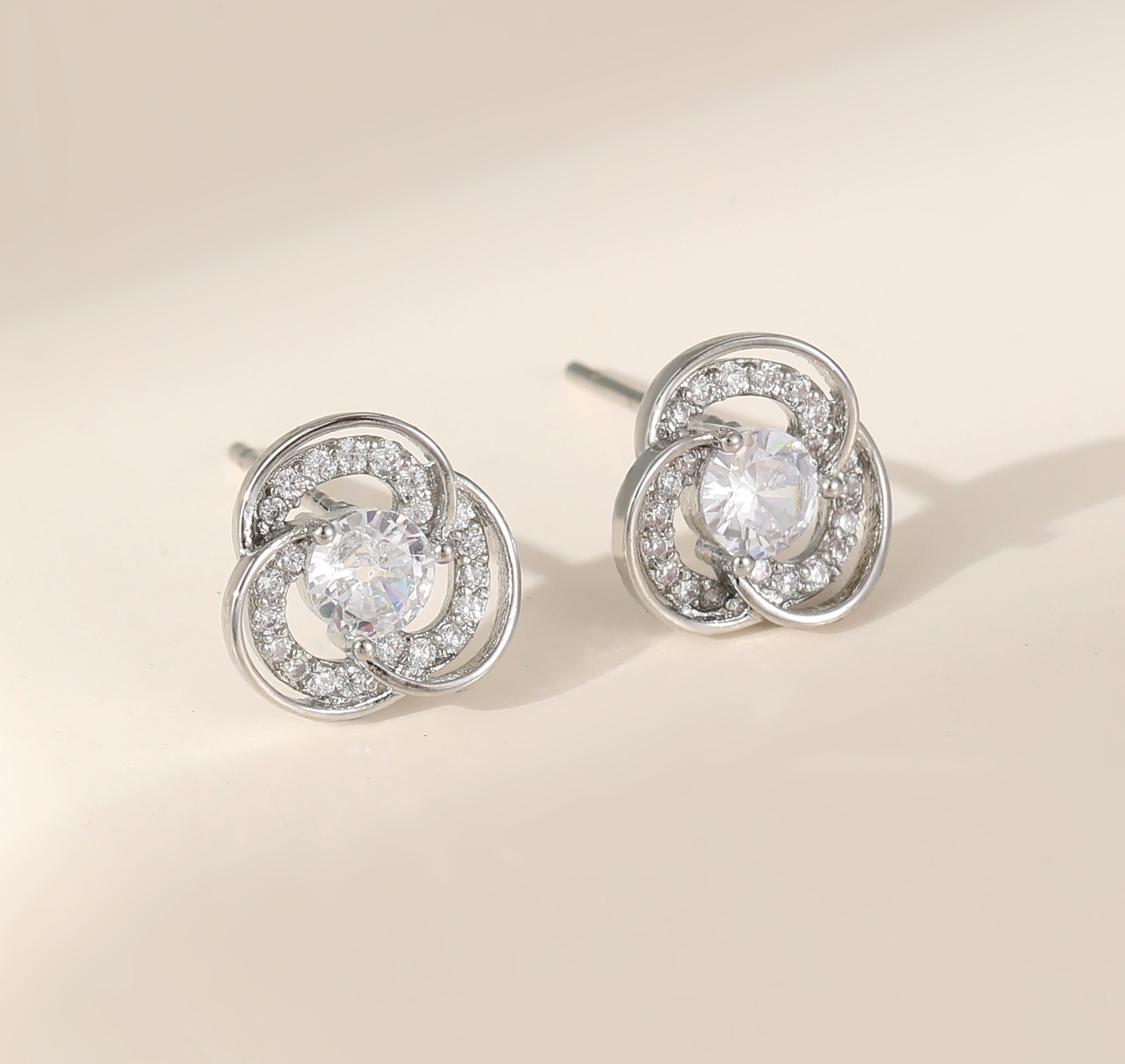 Diamante Knot Stud Earrings
